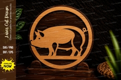 Pig Round Farm Animal Laser Cut SVG Design pig svg, pig silh Product Image 1