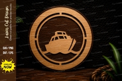 Fishing Boat Round Laser Cut SVG Design fishing boat svg Product Image 1