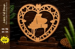 Heart Piano Laser Cut SVG Design heart piano svg, grand pian Product Image 1