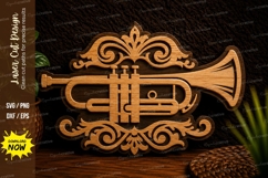 Trumpet Ornament Laser Cut SVG Design trumpet svg, brass Product Image 1