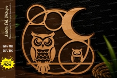 Owl Moon Night Laser Cut SVG Design owl svg, owl moon design Product Image 1