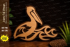 Pelican Ocean Wave Laser Cut SVG Design pelican svg, pelican Product Image 1