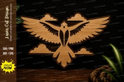 Flying Eagle with Clouds Laser Cut SVG Design eagle svg Product Image 1