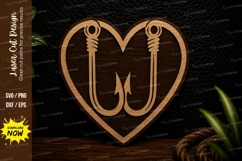 Heart Fishing Hooks Laser Cut SVG Design fishing hooks svg, Product Image 1