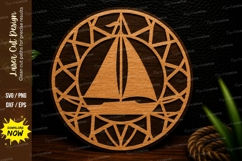 Geometric Sailboat Mandala Laser Cut SVG Design sailboat svg Product Image 1