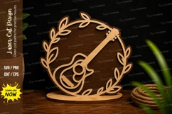 Guitar Laurel Wreath Laser Cut SVG Design guitar svg, acoust Product Image 1