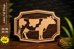 Cow Farm Name Plate Laser Cut SVG Design cow svg, farm cow Product Image 1