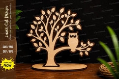 Owl Tree Stand Laser Cut SVG Design owl svg, owl tree design Product Image 1