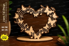 Music Heart Butterfly Wreath Laser Cut SVG Design music hear Product Image 1