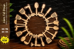 Kitchen Utensil Wreath Laser Cut SVG Design kitchen svg, kit Product Image 1