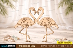 Flamingo Heart Laser Cut ,Flamingo Heart Laser Cutting SVG Product Image 1