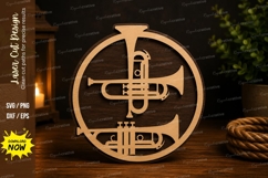 Trumpet Circle Laser Cut SVG Design trumpet svg, trumpet Product Image 1