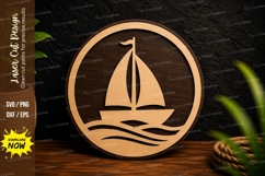 Sailboat Circle Laser Cut SVG Design sailboat svg, sailboat Product Image 1