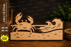Crab Ocean Wave Laser Cut SVG Design crab svg, ocean crab Product Image 1