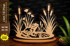 Frog in Reeds Laser Cut SVG Design frog reeds svg, frog pond Product Image 1