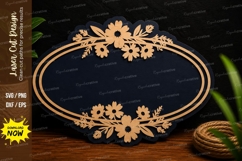 Oval Floral Frame Laser Cut SVG Design oval floral frame svg Product Image 1