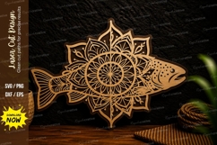 Mandala Fish Laser Cut Svg Design fish svg, mandala fish svg Product Image 1