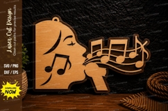Music Notes Profile Laser Cut Svg Design music notes svg Product Image 1