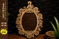 Rose Oval Frame Laser Cut Svg Design rose oval frame svg Product Image 1