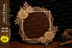 Rose Geometric Frame Laser Cut Svg Design rose geometric fra Product Image 1