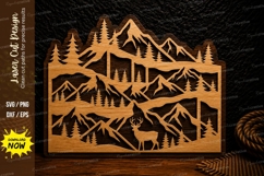Mountain Deer Forest Landscape Laser Cut Svg Design mountain Product Image 1