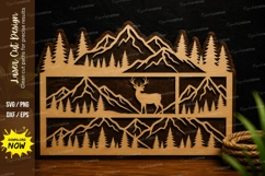 Deer Mountain Panorama Laser Cut Svg Design deer panorama sv Product Image 1