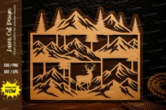 Deer Mountain Forest Panel Laser Cut Svg Design deer forest Product Image 1