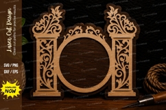 Vintage Round Frame Laser Cut Svg Design vintage round frame Product Image 1