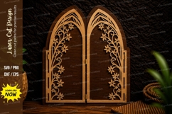 Floral Gothic Door Laser Cut Svg Design floral gothic door Product Image 1