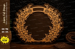 Floral Wreath Frame Laser Cut Svg Design floral wreath frame Product Image 1