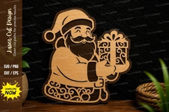 Santa Holding Gift Laser Cut Svg Design santa holding gift Product Image 1