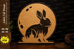 Moon Rabbit Silhouette Laser Cut Svg Design moon rabbit svg, Product Image 1