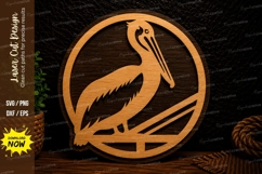 Pelican Silhouette Circle Laser Cut Svg Design pelican svg Product Image 1