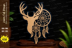 Deer Dreamcatcher Laser Cut Svg Design deer dreamcatcher svg Product Image 1