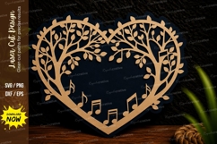 Heart Tree Music Frame Laser Cut Svg Design heart tree frame Product Image 1