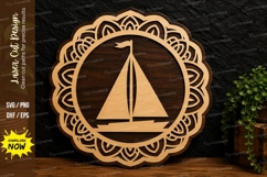Sailboat Mandala Laser Cut Svg Design sailboat mandala svg Product Image 1