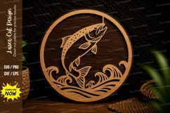 Jumping Fish Laser Cut Svg Design fish svg, jumping fish des Product Image 1