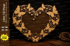 Bird Music Heart Laser Cut Svg Design bird heart svg, music Product Image 1