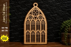 Gothic Cathedral Window Laser Cut Svg Design gothic window Product Image 1