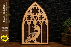 Bird Gothic Window Laser Cut Svg Design bird window svg Product Image 1