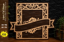 Floral Banner Frame Laser Cut Svg Design floral banner frame Product Image 1