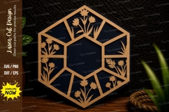Hexagon Floral Frame Laser Cut Svg Design hexagon frame svg, Product Image 1