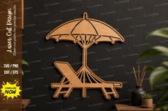 Beach Chair Umbrella Laser Cut File, beach chair laser cut Product Image 1