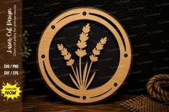 Lavender Round Frame Laser Cut Svg Design lavender frame svg Product Image 1