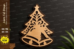 Christmas Tree Bell Laser Cut File, christmas tree bell SVG Product Image 1
