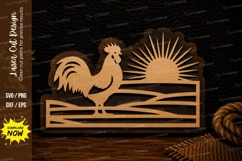 Rooster Sunrise Farm Scene Layered Wall Art Laser Cut SVG Product Image 1