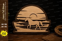 Horse Sunset Landscape Layered Farmhouse Wall Art Laser Cut Product Image 1