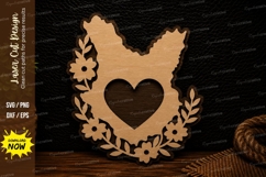 Chicken Floral Heart Farmhouse Wall Decor Laser Cut SVG File Product Image 1