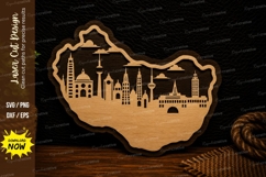 Hungary Skyline Map Landmark Wall Art Laser Cut SVG File hun Product Image 1