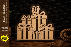 Stacked Christmas Gifts Ornament Holiday Decor Laser Cut SVG Product Image 1